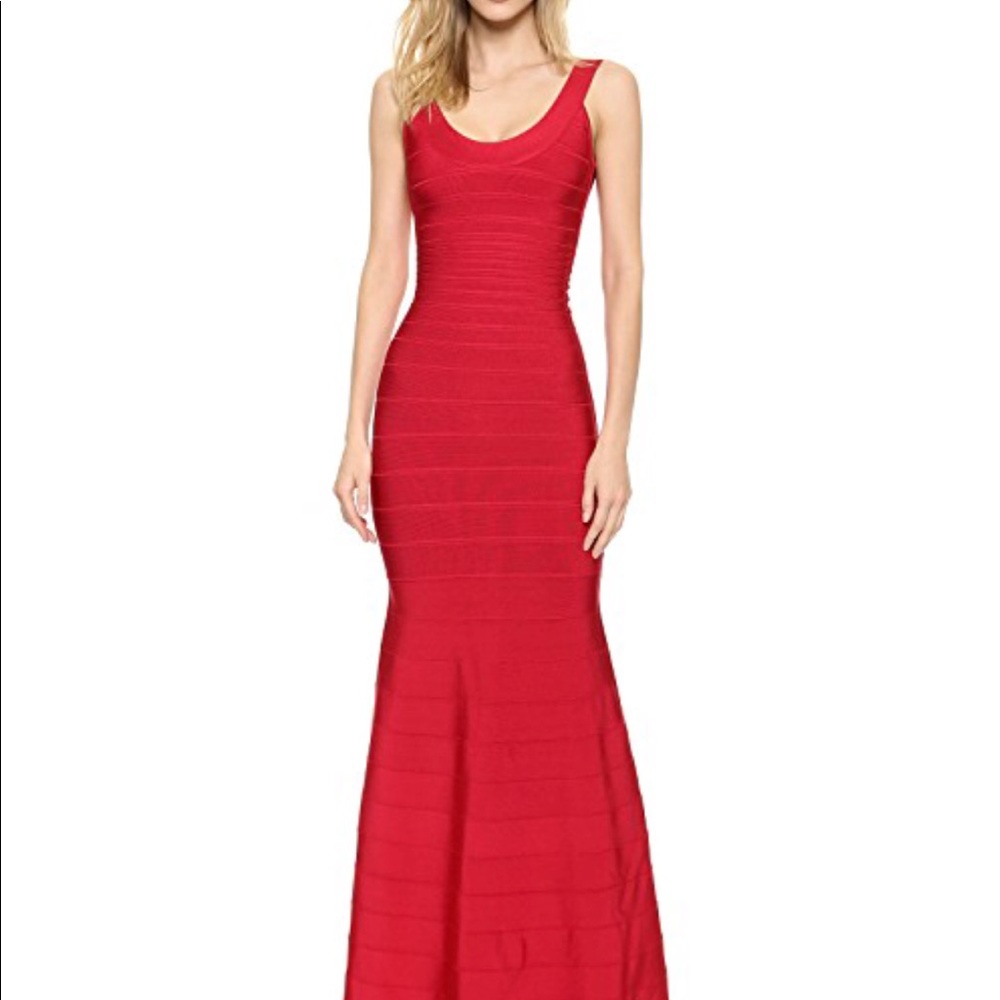 Herve Leger Ellen Gown Red Size S